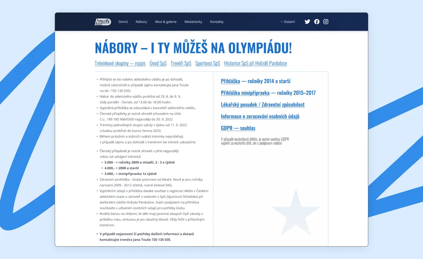 atletika-hvezda design webové stránky
