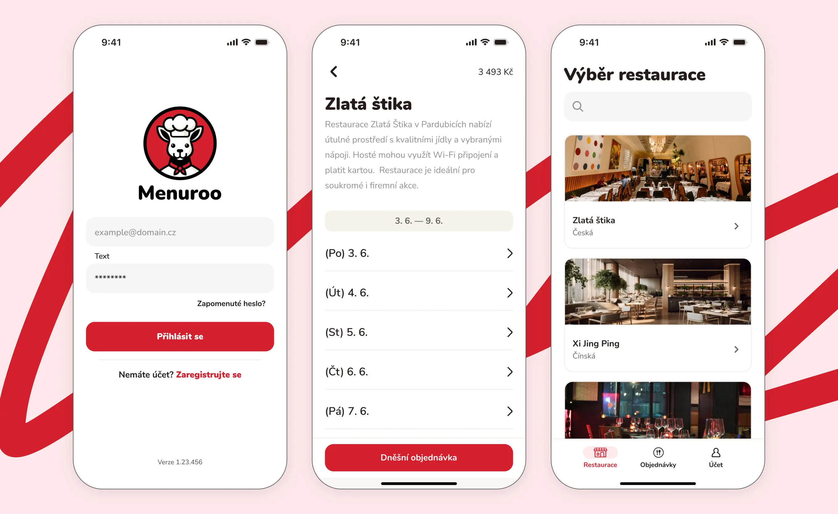 menuroo design mobilní aplikace a nástrone pro správce